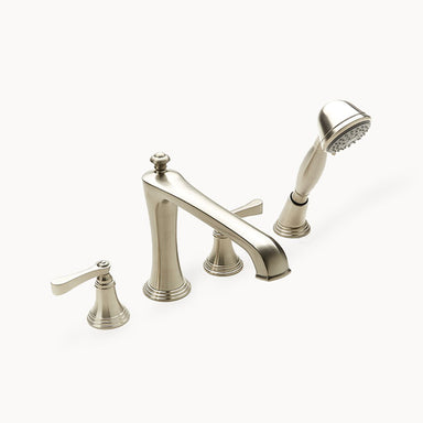 Berea Roman Tub Filler with Metal Lever Handles and Hand Shower