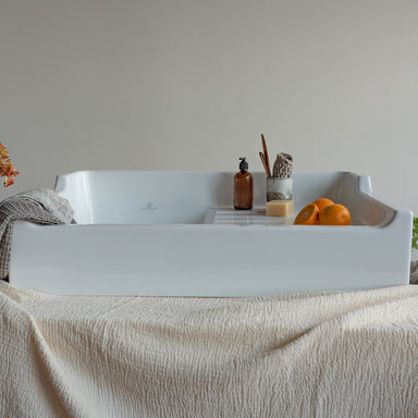 BIARRITZ 35" Left-hand Single-bowl Fireclay Sink with Drainboard and Up-Stand