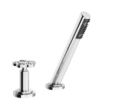 Industrial Chic Deck mounted Roman diverter valve and handshower assembly