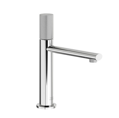 Nerea Vessel single handle luxury lavatory set with push-down pop-up drain assembly - Knurling