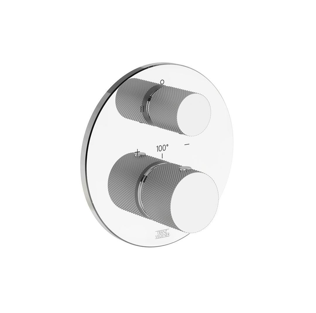 Universal Thermostatic wall valve, Knurling cylinder handle. Trim only