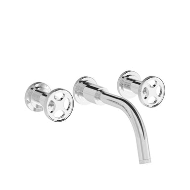 Techno Chic Wall-mounted lavatory faucet, less drain assembly, trim only - Knurling