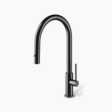 Spin D Single-hole Stainless Steel Kitchen Faucet with Pull-down Dual spray