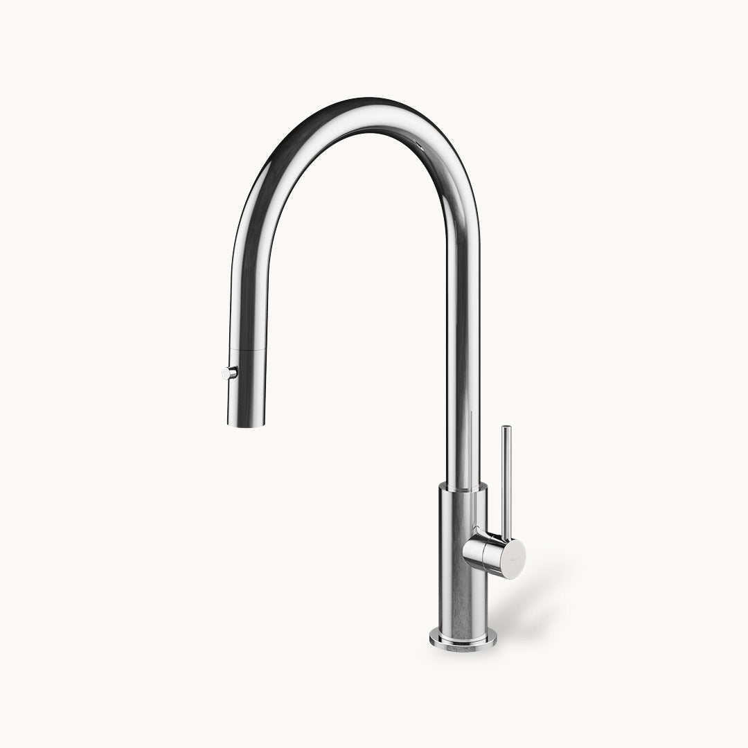 Spin D Single-hole Stainless Steel Kitchen Faucet with Pull-down Dual spray
