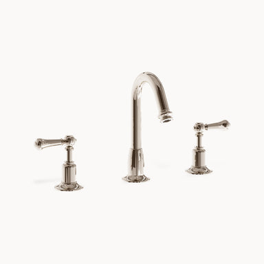 Belgravia Widespread Bathroom Faucet with Metal and White Lever Handles