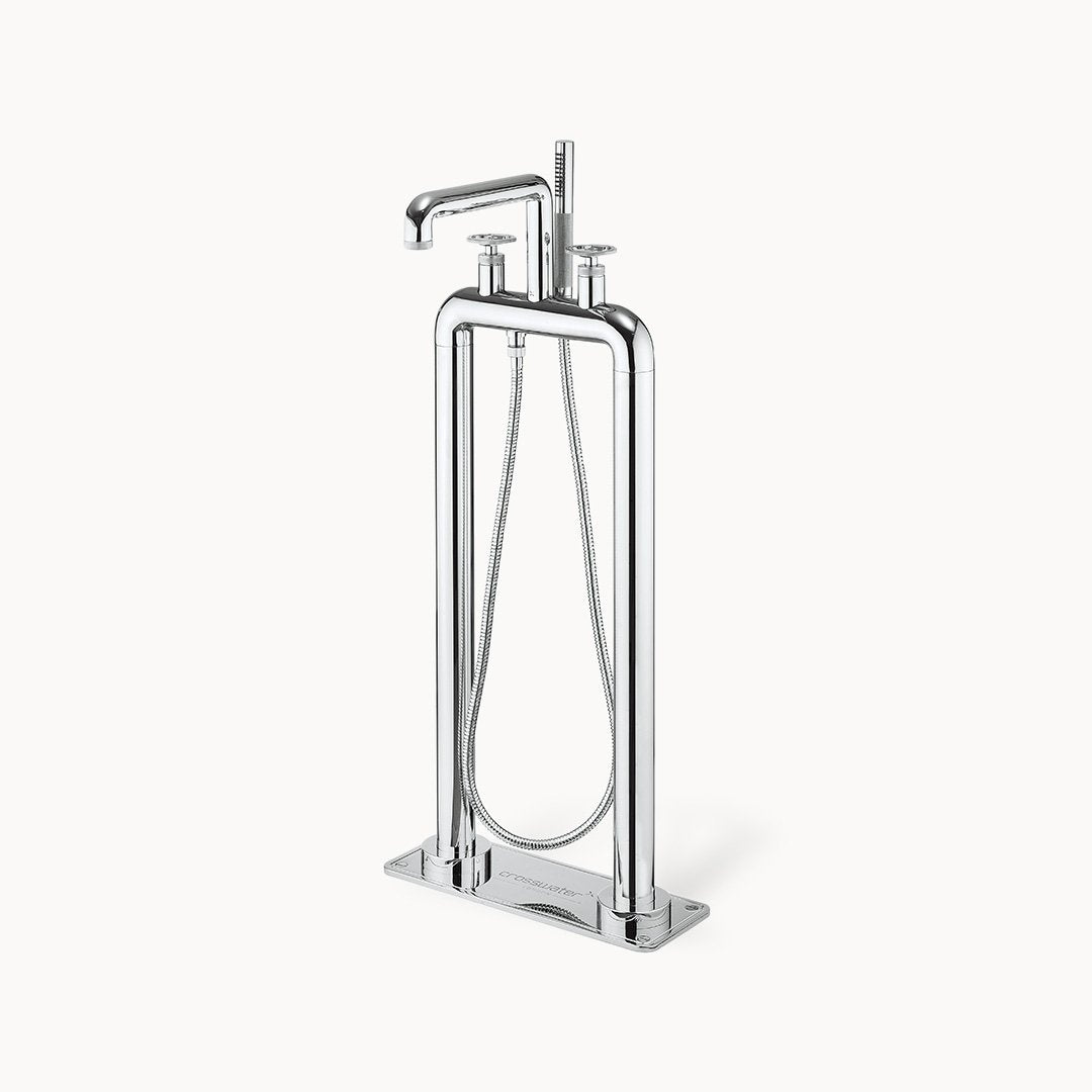 UNION Floor Mount Tub Filler with Round Metal Handles