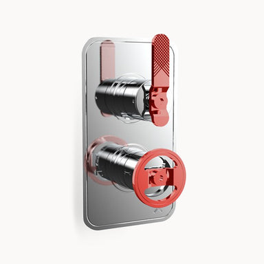 UNION 1000/1500 Thermostatic Valve Trim with Red Lever and Round Handles