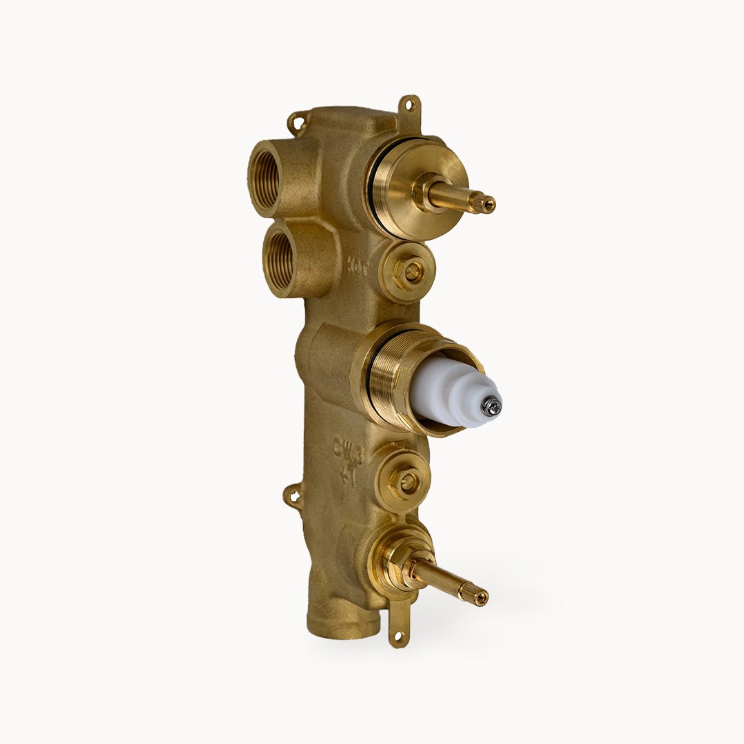 3000 3/4" Thermostatic Rough-in Valve with Integrated Volume Control and Volume Control/2-Way Diverter - 3 Functions