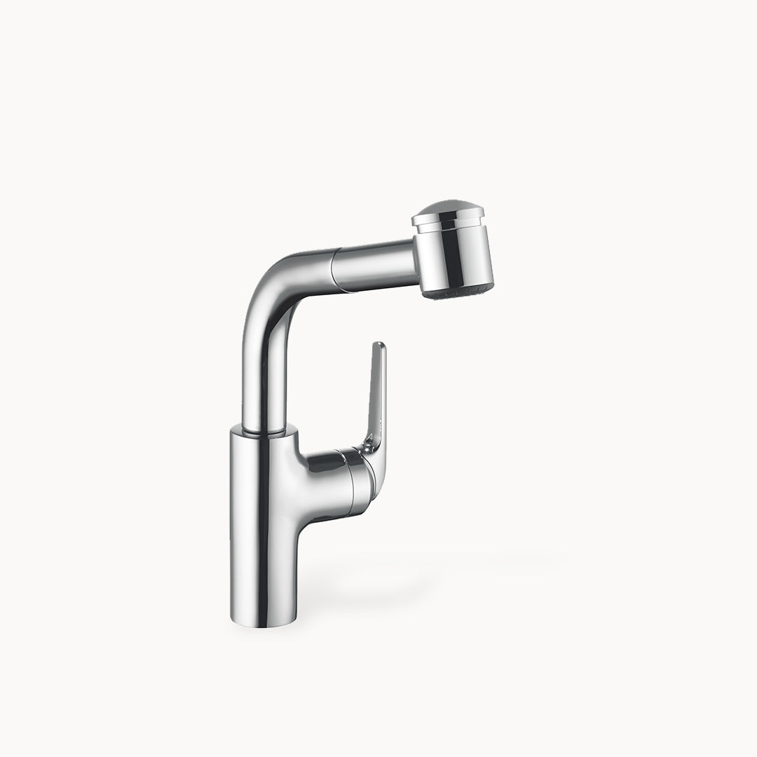 KWC Domo Single Hole Kitchen Faucet with pull-out Spray - Side Lever