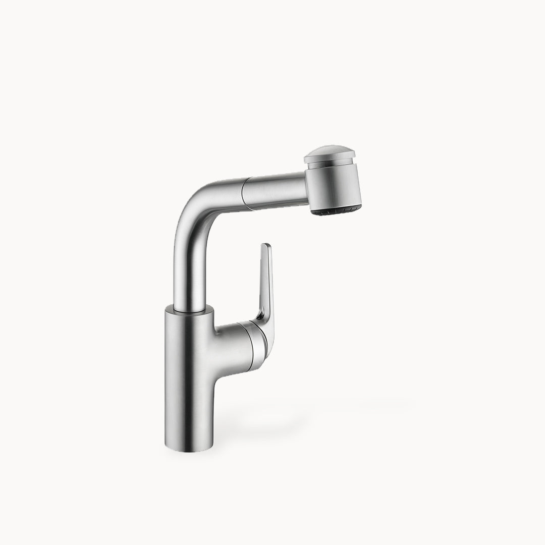 KWC Domo Single Hole Kitchen Faucet with pull-out Spray - Side Lever