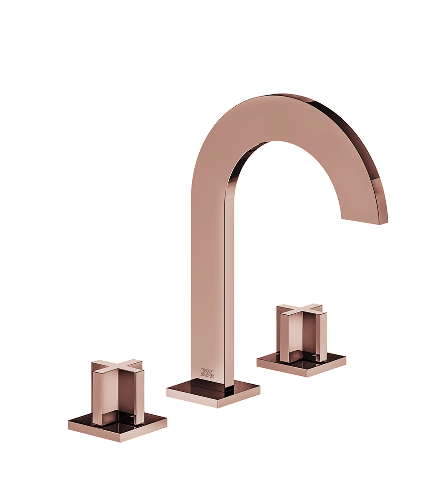 Edge Widespread lavatory faucet with push-down pop-up drain assembly