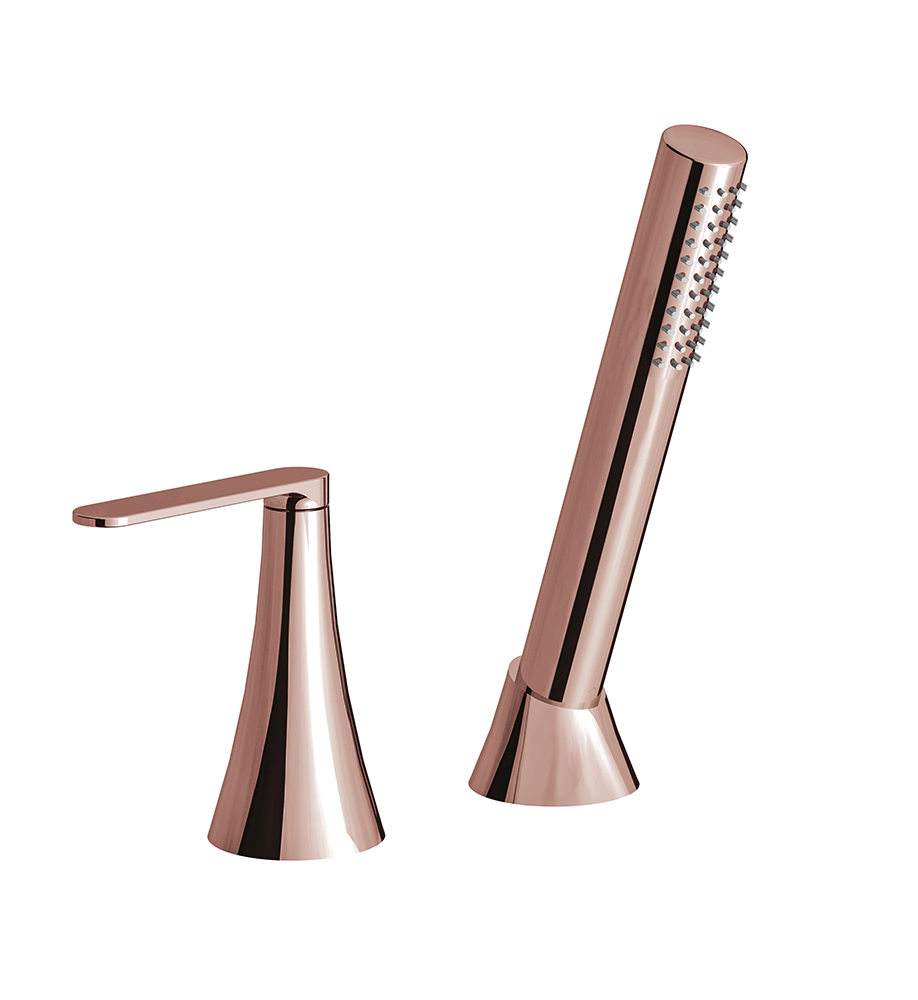 Konic Lever Deck-mount Roman Diverter and Handshower Set
