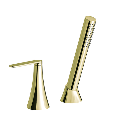 Konic Lever Deck-mount Roman Diverter and Handshower Set