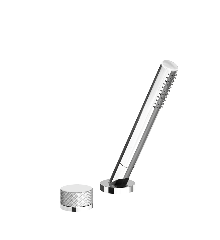 Nerea Deck-mount Roman Diverter and Handshower Set, Knurling