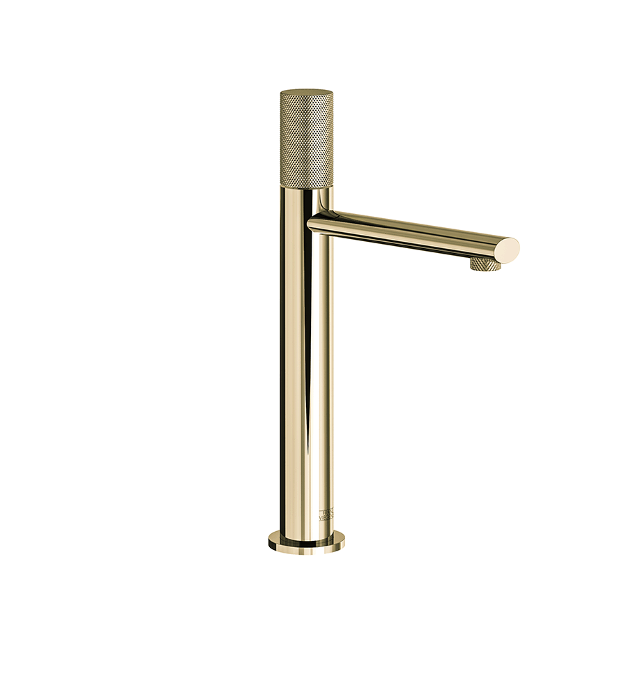 Nerea Vessel single handle luxury lavatory set with push-down pop-up drain assembly - Knurling