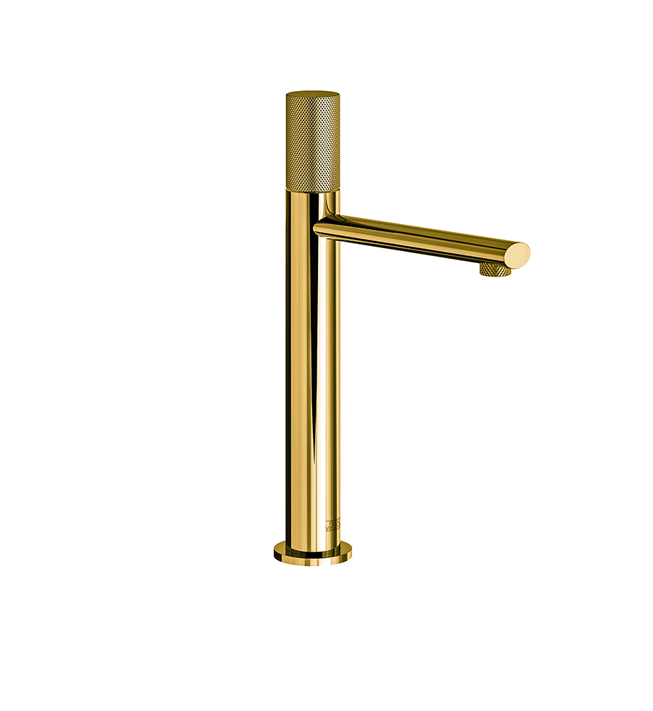 Nerea Vessel single handle luxury lavatory set with push-down pop-up drain assembly - Knurling