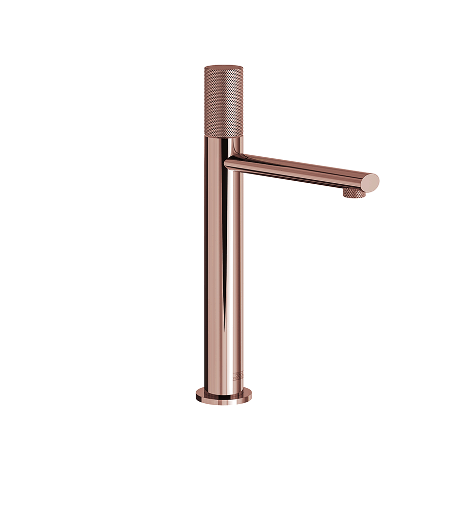 Nerea Vessel single handle luxury lavatory set with push-down pop-up drain assembly - Knurling