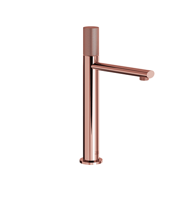 Nerea Vessel single handle luxury lavatory set with push-down pop-up drain assembly - Knurling