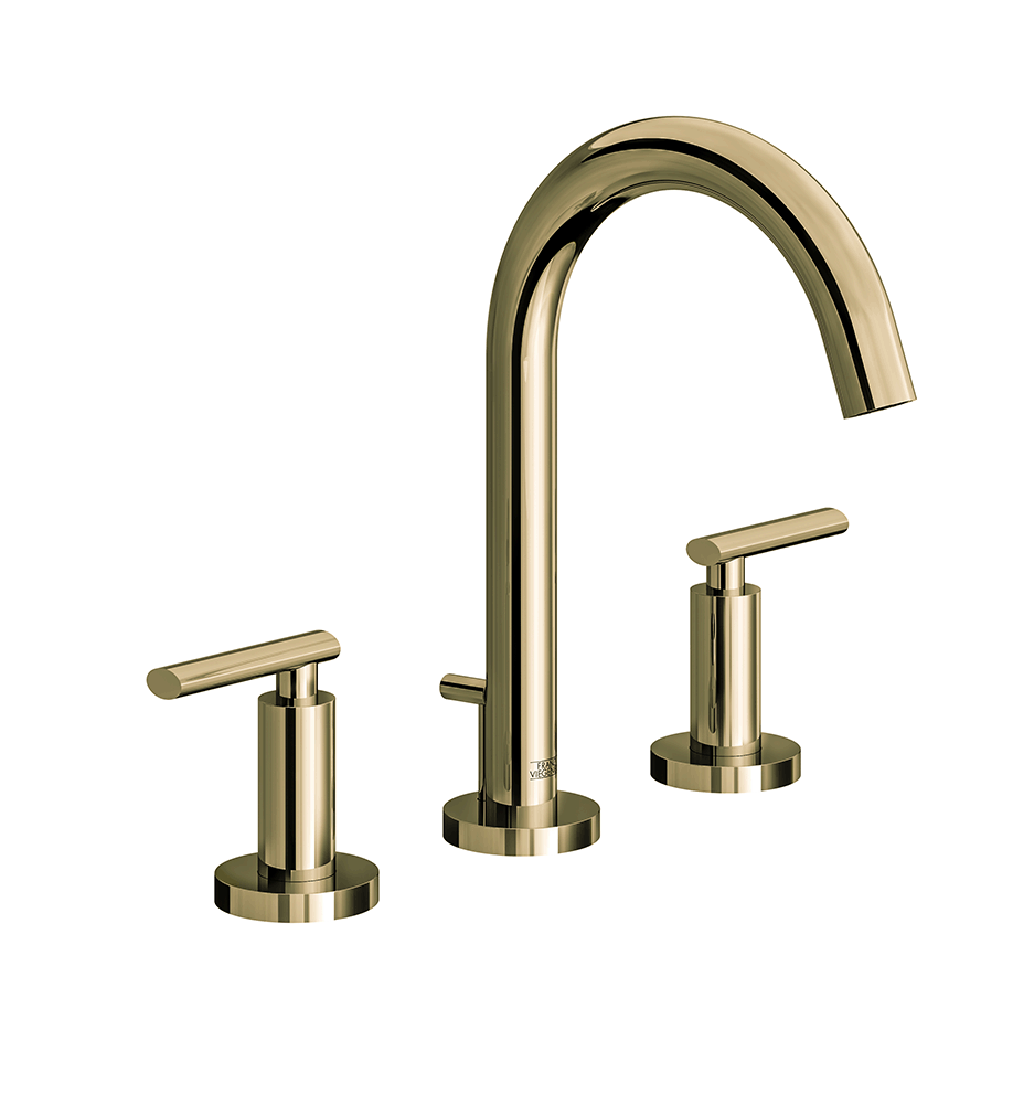 Nerea Widespread lavatory faucet with pop-up drain assembly