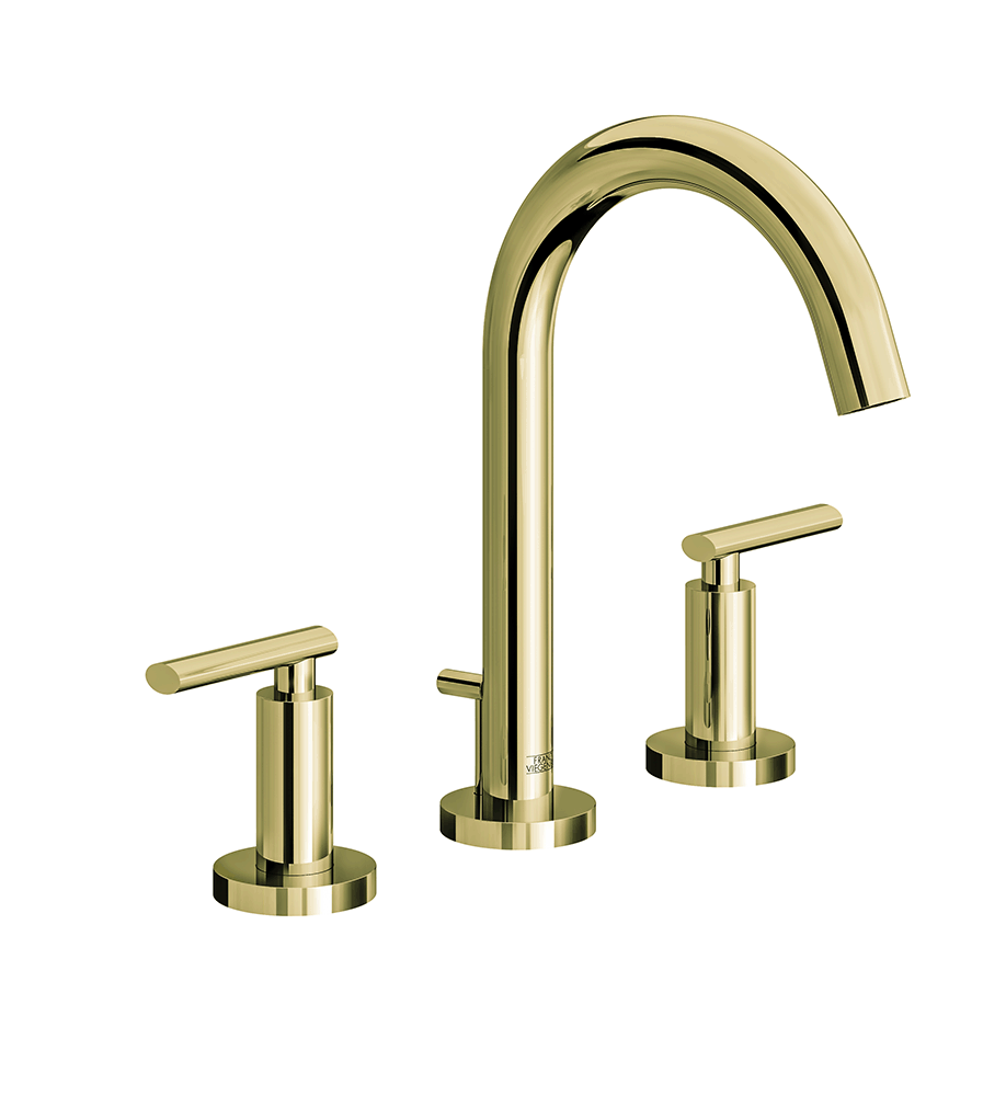 Nerea Widespread lavatory faucet with pop-up drain assembly