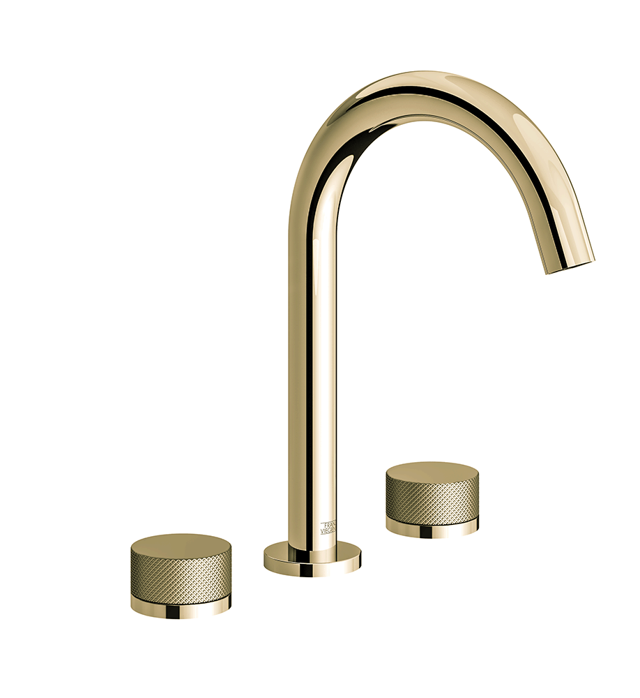 Nerea Widespread lavatory faucet with pop-up drain assembly - Knurling