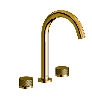 Nerea Widespread lavatory faucet with pop-up drain assembly - Knurling