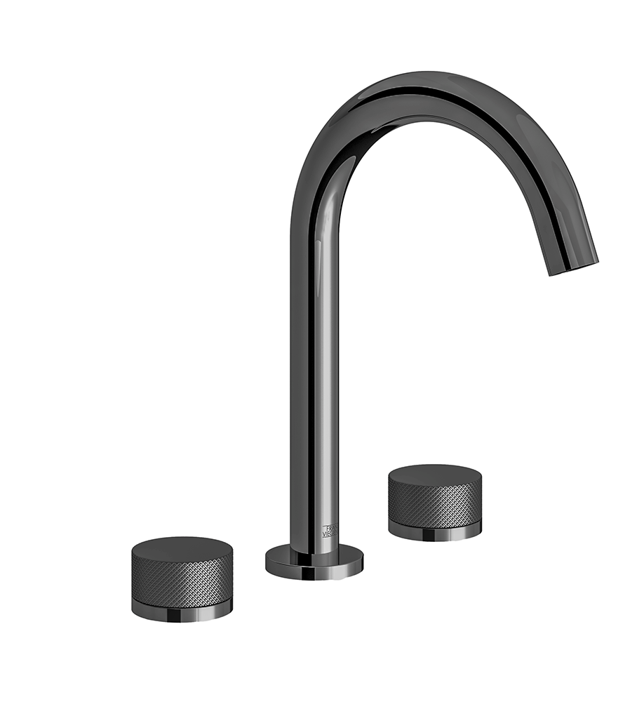 Nerea Widespread lavatory faucet with pop-up drain assembly - Knurling