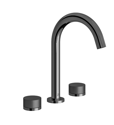 Nerea Widespread lavatory faucet with pop-up drain assembly - Knurling