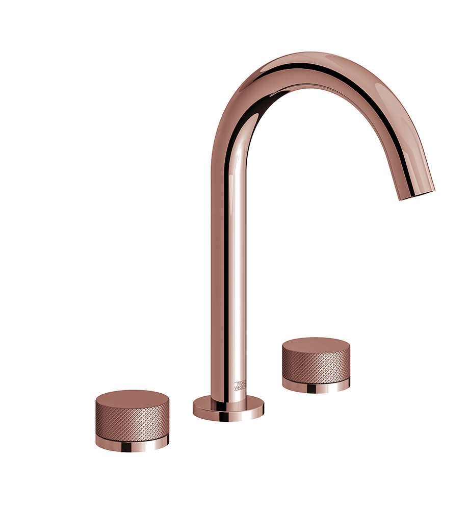 Nerea Widespread lavatory faucet with pop-up drain assembly - Knurling