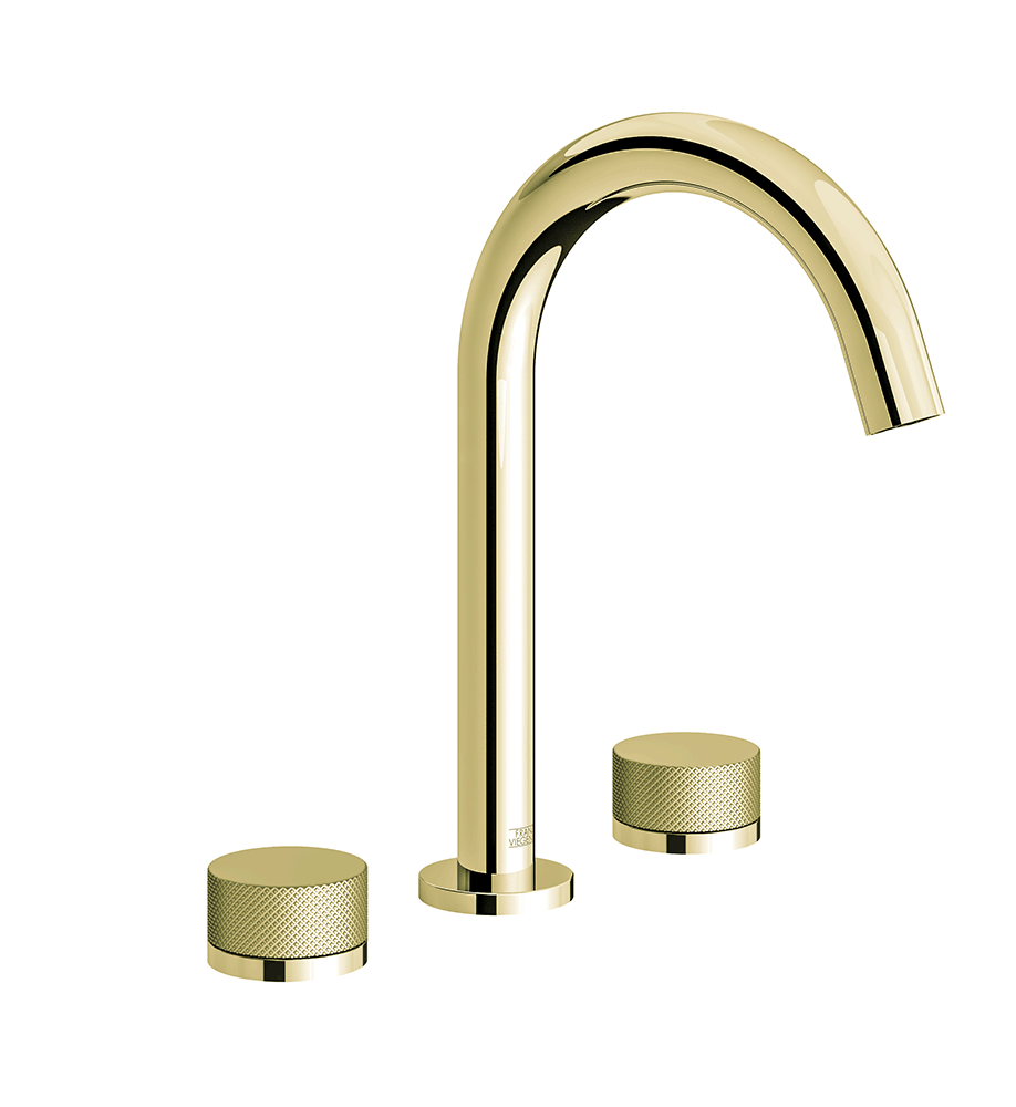 Nerea Widespread lavatory faucet with pop-up drain assembly - Knurling