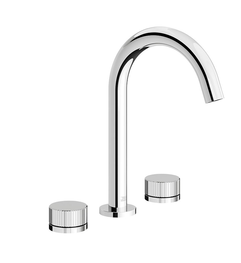 Nerea Widespread lavatory faucet with pop-up drain assembly - Vertical Lines