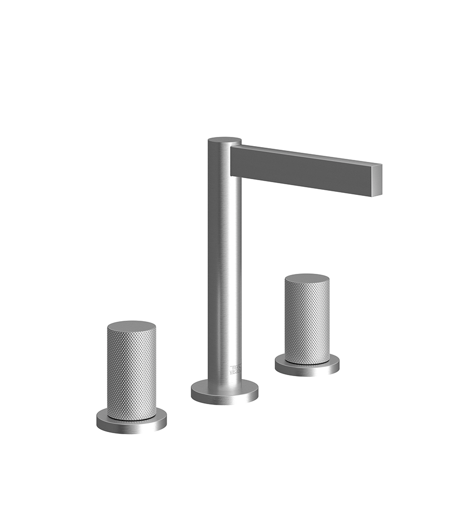 Lollipop Widespread lavatory faucet with pop-up drain assembly - Knurling