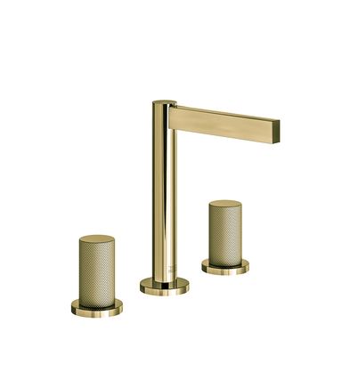 Lollipop Widespread lavatory faucet with pop-up drain assembly - Knurling