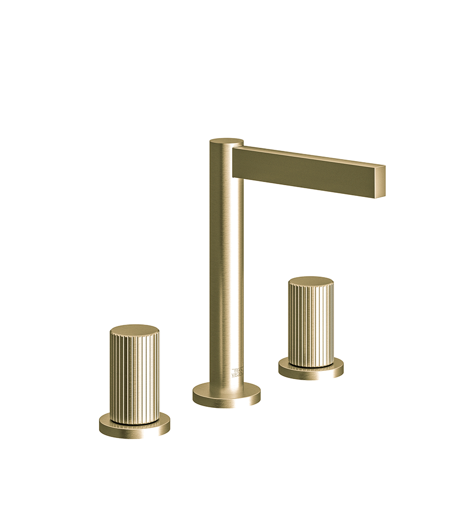 Lollipop Widespread lavatory faucet with pop-up drain assembly - Vertical Lines