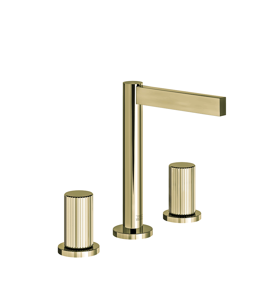 Lollipop Widespread lavatory faucet with pop-up drain assembly - Vertical Lines