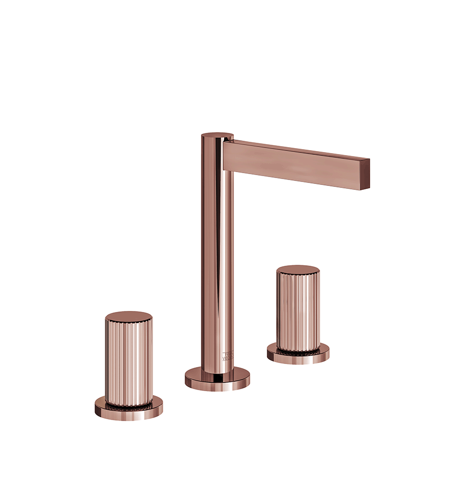 Lollipop Widespread lavatory faucet with pop-up drain assembly - Vertical Lines