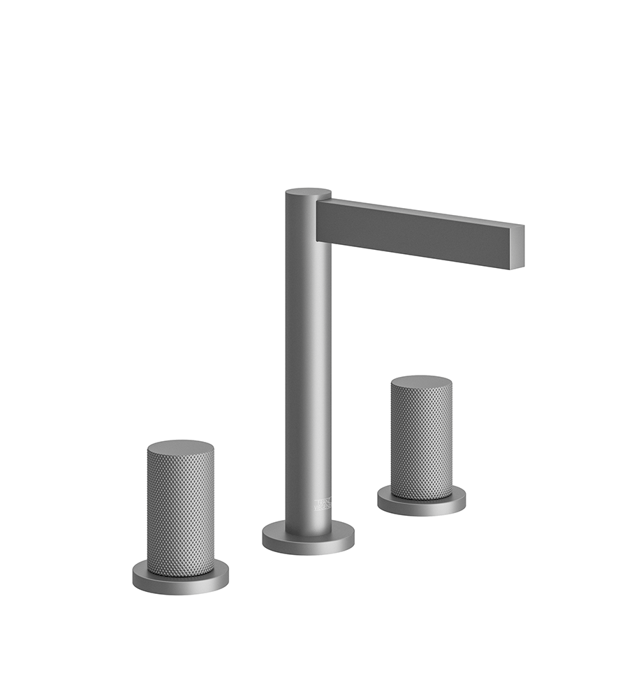 Lollipop Widespread lavatory faucet with pop-up drain assembly - Knurling