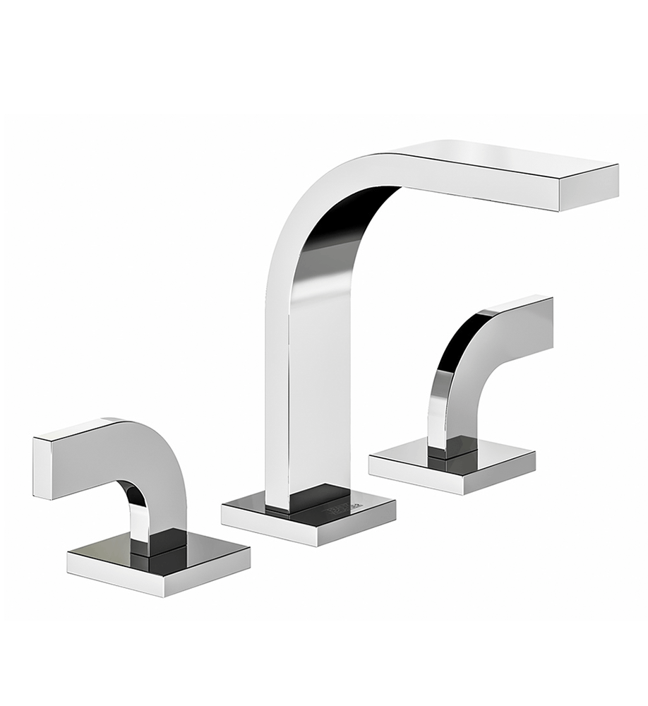 Domino Widespread lavatory faucet with push-down pop-up drain assembly