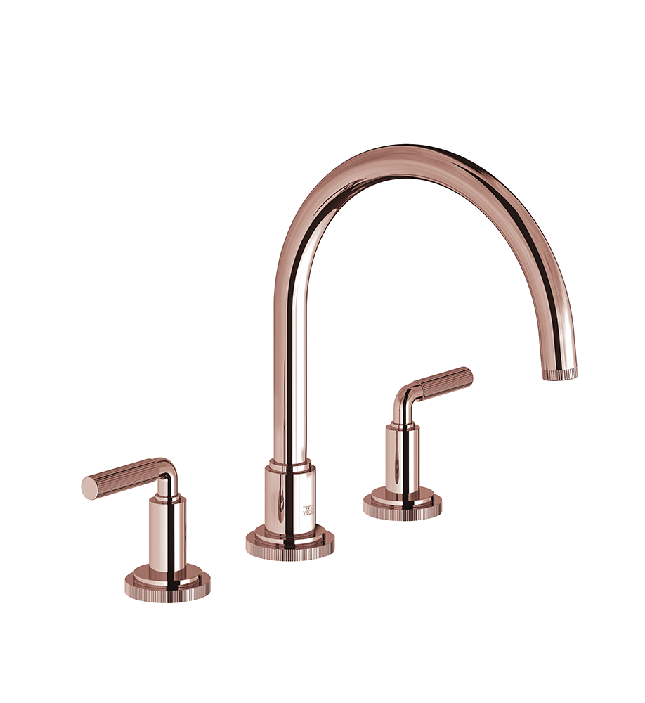 Techno Chic Deck mounted Roman bath faucet 3/4" valves - Vertical Lines Lever