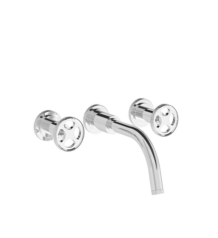 Techno Chic Wall-mounted lavatory faucet, less drain assembly, trim only - Knurling