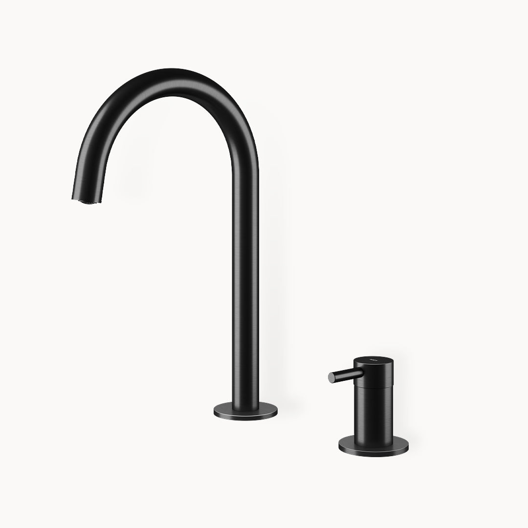 Minimal MB262 Two-hole Stainless Steel Basin Faucet in Stainless Steel Matte Black PVD