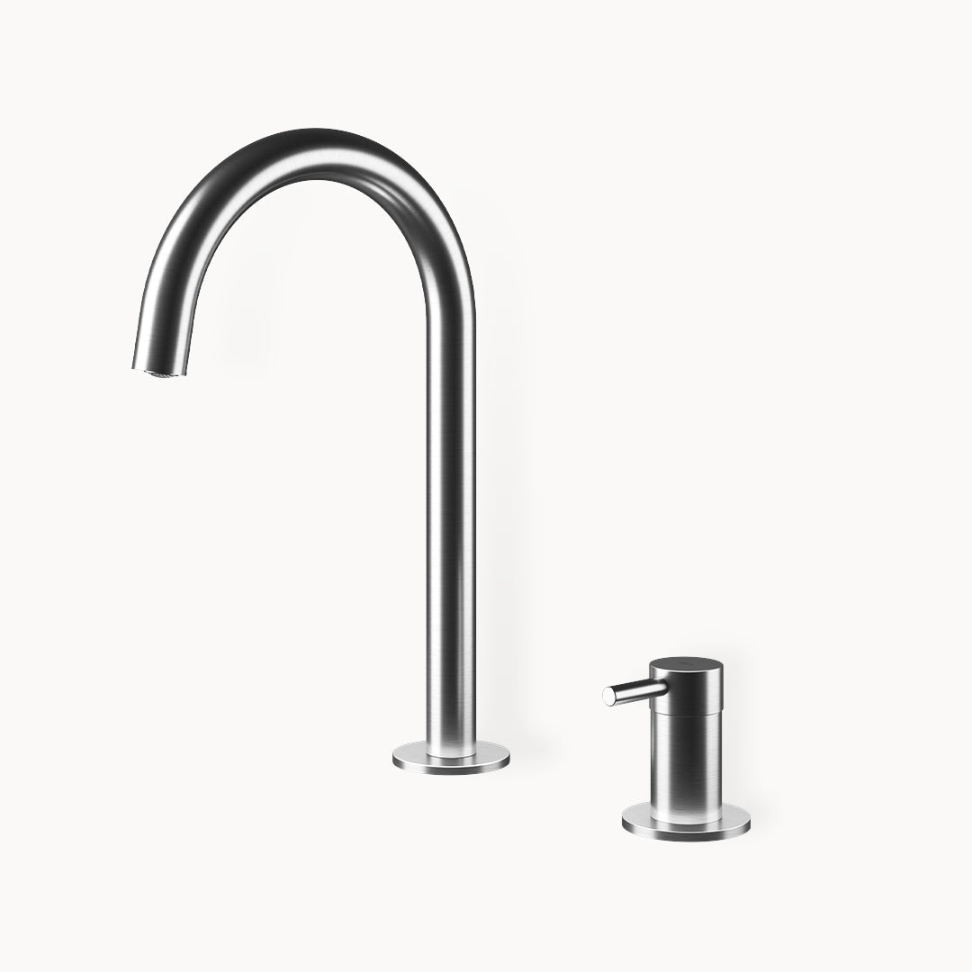 Minimal MB262 Two-hole Stainless Steel Basin Faucet in Stainless Steel Matte