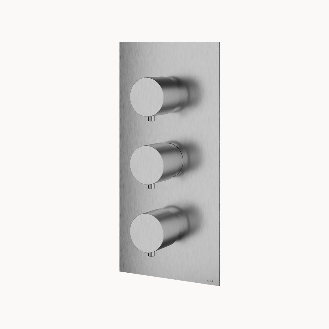 Minimal MB443N Stainless Steel Thermostatic Trim with Two Volume Controls / Two-way Diverters – 4 Functions in Stainless Steel Matte