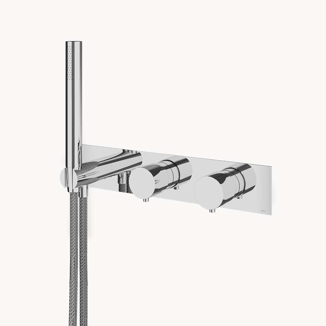 Minimal MB455 Stainless Steel Thermostatic Trim with Two-way Diverter and Volume Control – 2 Functions in Stainless Steel Polished