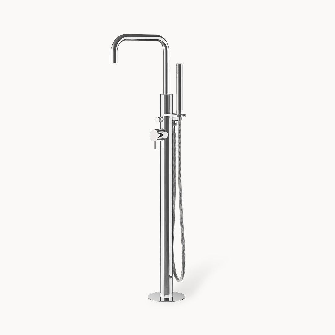 Minimal MB519 Stainless Steel Floor-mount Tub Spout with Handshower in Stainless Steel Polished