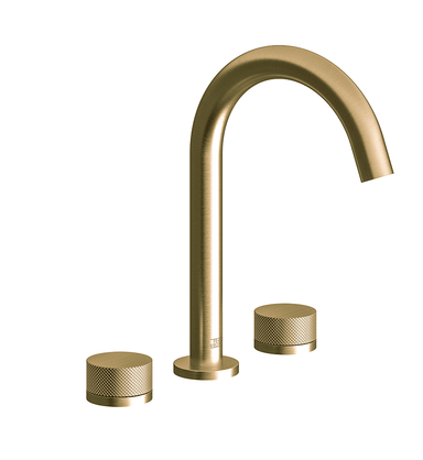 Nerea Widespread lavatory faucet with pop-up drain assembly - Knurling