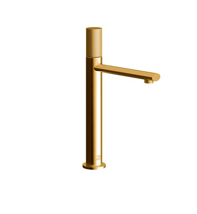 Nerea Vessel single handle luxury lavatory set with push-down pop-up drain assembly - Knurling