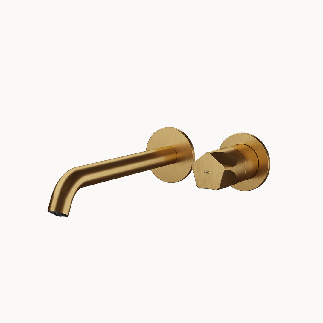 Penta PE294T Two-hole Stainless Steel Wall-mount Basin Faucet in Stainless Steel Matte Gold PVD