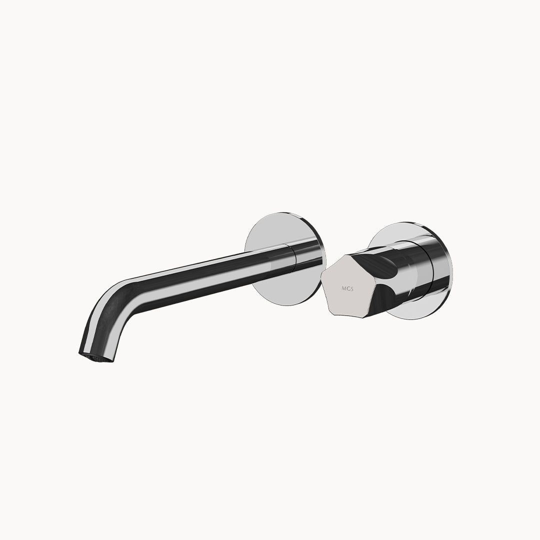 Penta PE294T Two-hole Stainless Steel Wall-mount Basin Faucet in Stainless Steel Matte