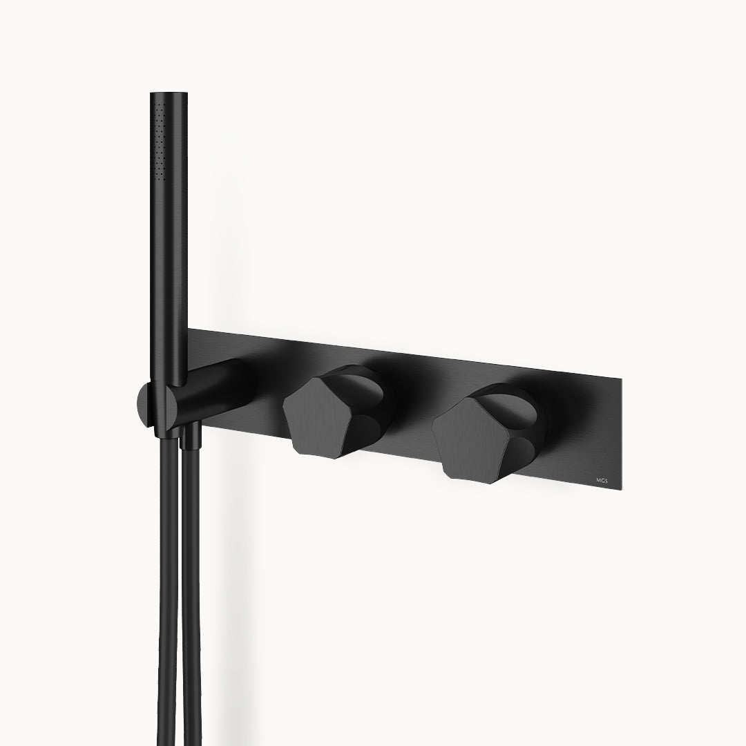 Penta PE455 Stainless Steel Thermostatic Trim with Two-way Diverter and Volume Control – 2 Functions in Stainless Steel Matte Black PVD